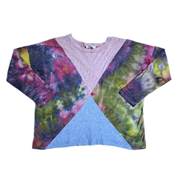Haptics by Holly Harper Top Shirt Size 1X Tiedye Colorblock Rainbow Multicolor - Picture 1 of 8